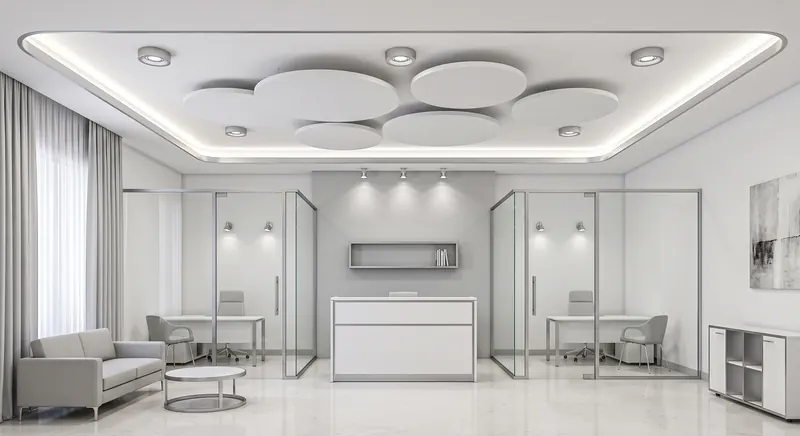 Ceiling built by the Almashhad Sky team: Cloud ceiling with suspended circles