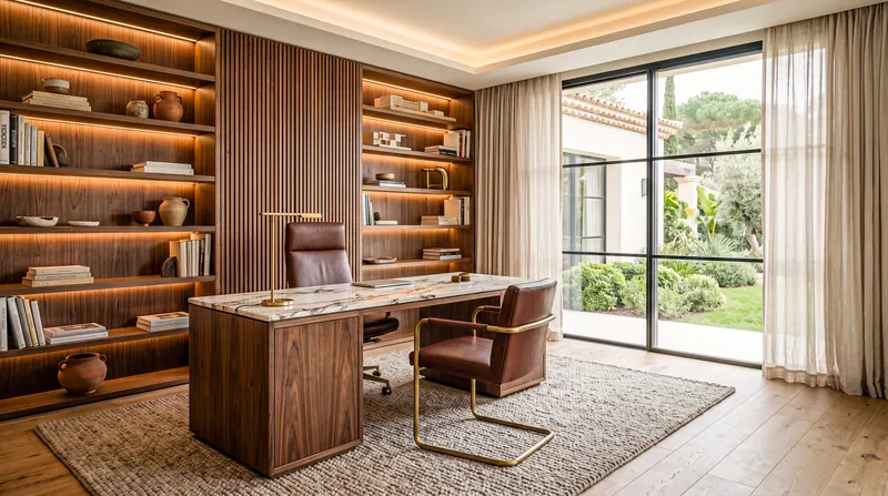 Home completed by the Almashhad Sky team: Home office in warm wood
