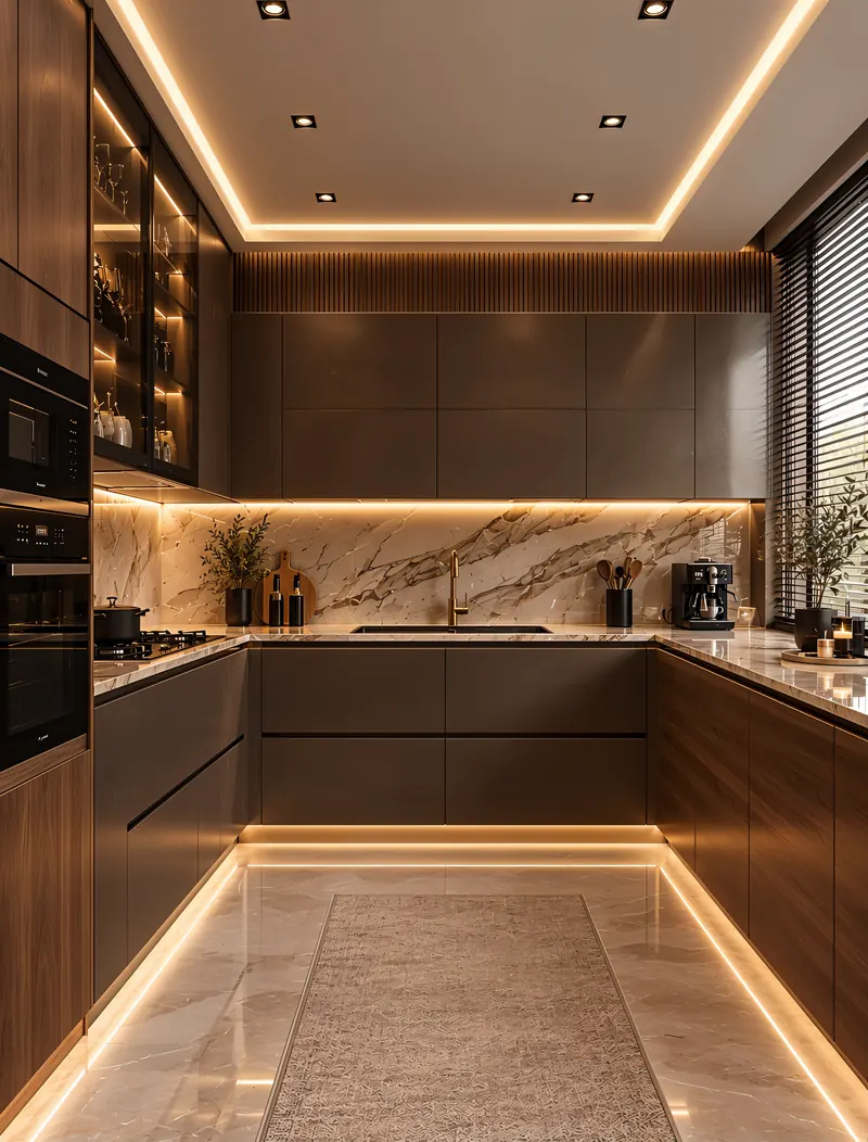 Kitchen built by the Almashhad Sky team: Dark espresso tones