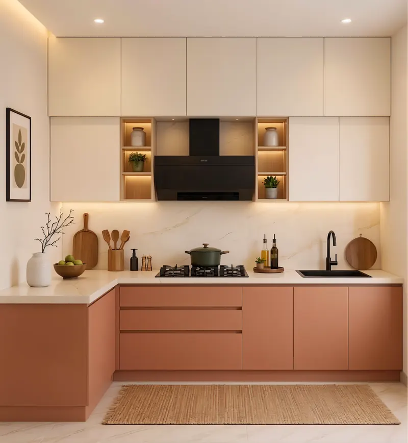Kitchen built by the Almashhad Sky team: Simple earthy colours